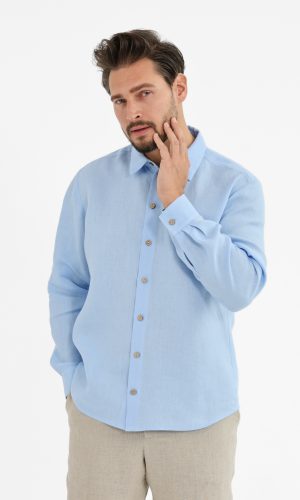 Blue men's linen shirt