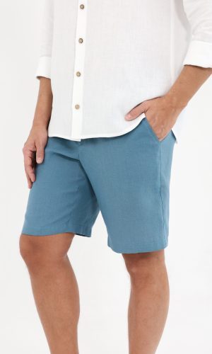 Blue linen men's shorts