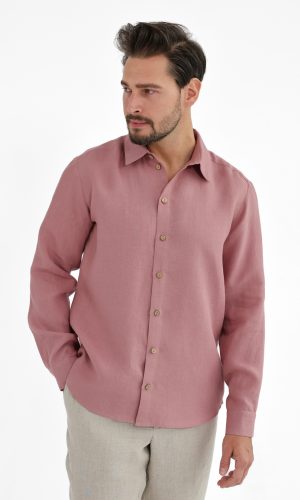 Rosafarbenes Herrenhemd aus Leinen